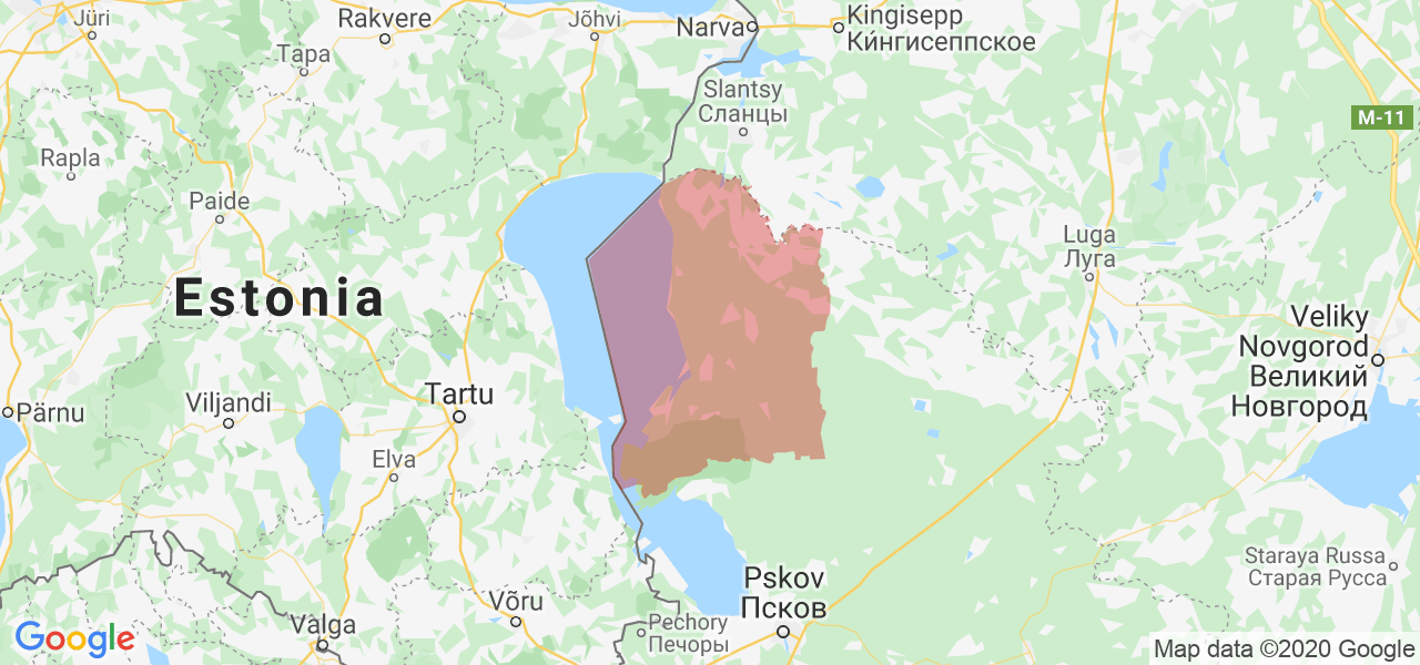 Изображение Гдовского района Псковской области на карте