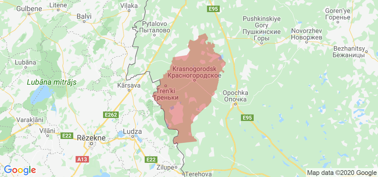 Изображение Красногородского района Псковской области на карте