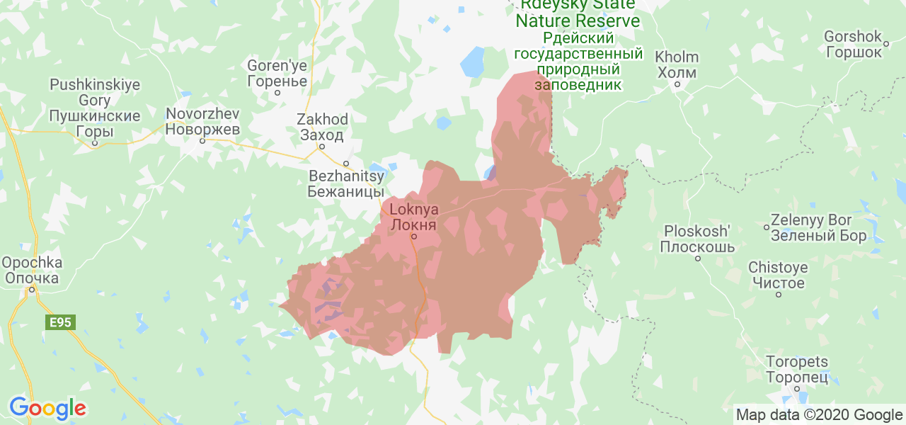 Изображение Локнянского района Псковской области на карте