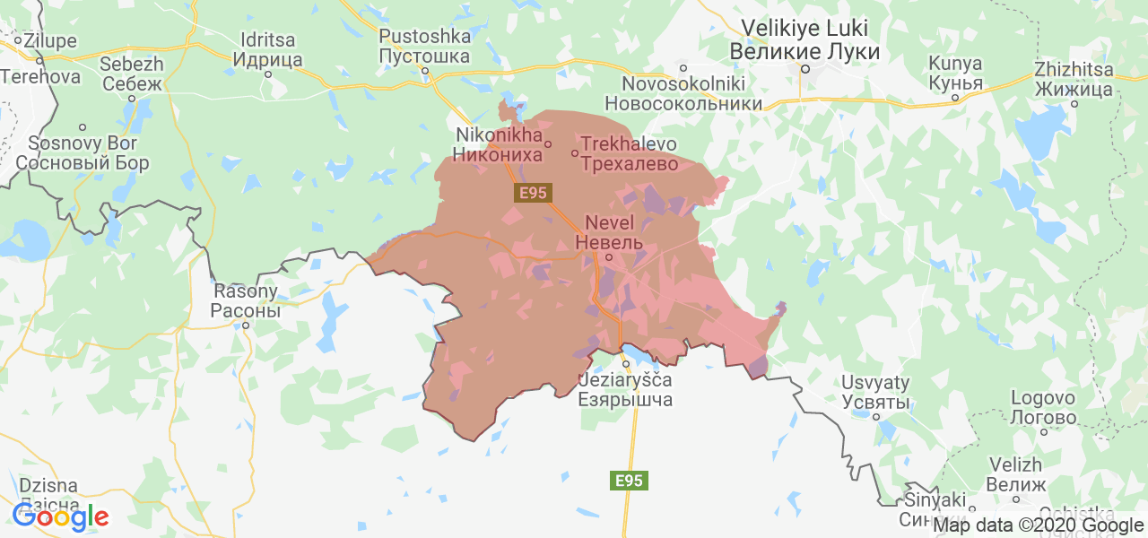 Изображение Невельского района Псковской области на карте
