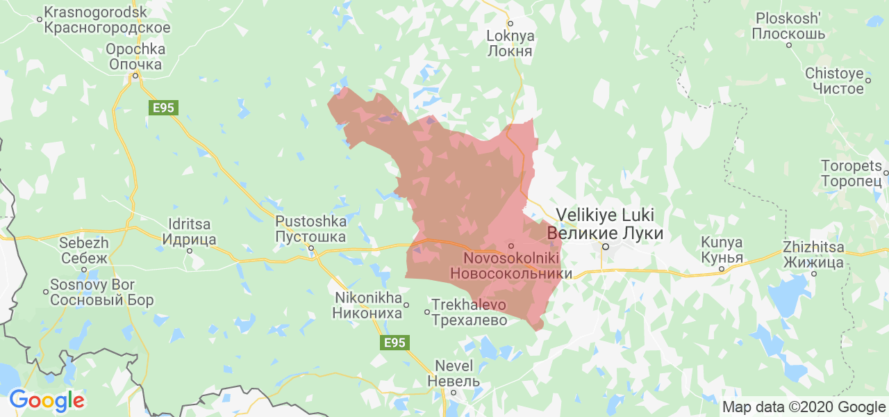 Изображение Новосокольнического района Псковской области на карте