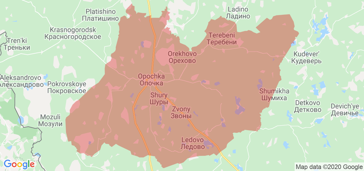 Изображение Опочецкого района Псковской области на карте