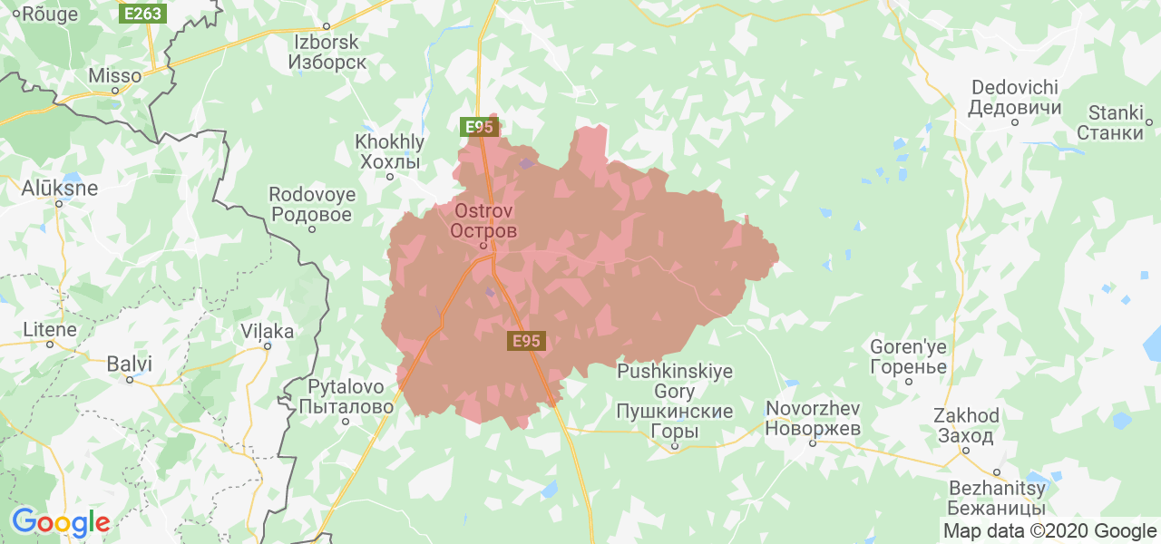Изображение Островского района Псковской области на карте