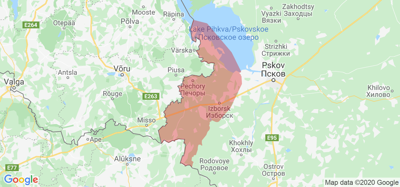Изображение Печорского района Псковской области на карте