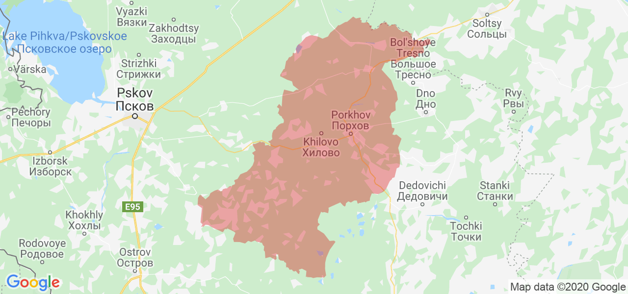 Изображение Порховского района Псковской области на карте