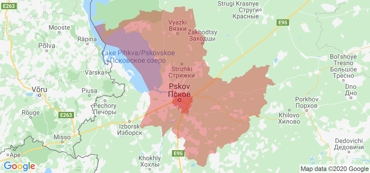 Изображение Псковского района Псковской области на карте