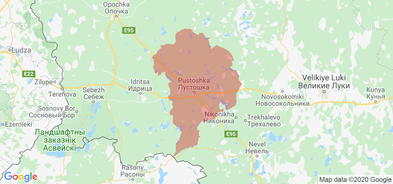 Изображение Пустошкинского района Псковской области на карте