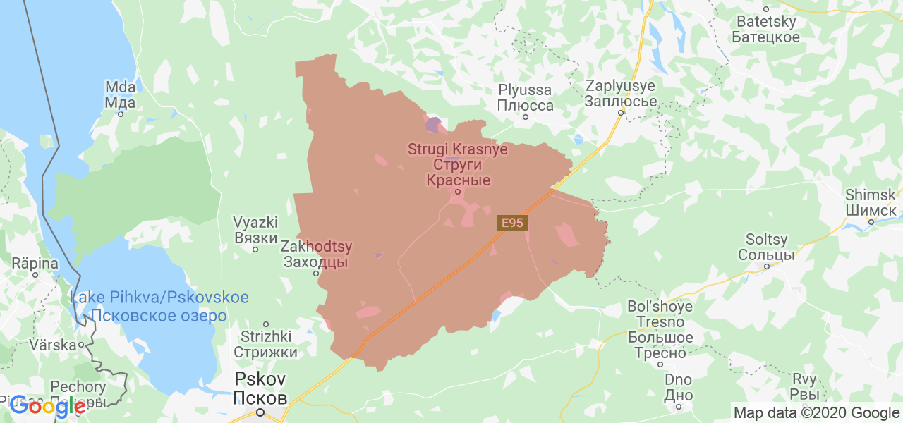 Изображение Струго-Красненского района Псковской области на карте