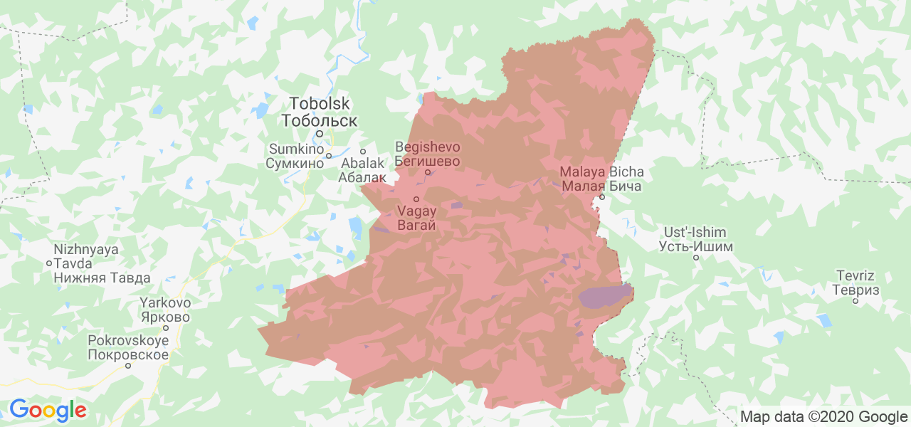 Изображение Вагайского района Тюменской области на карте