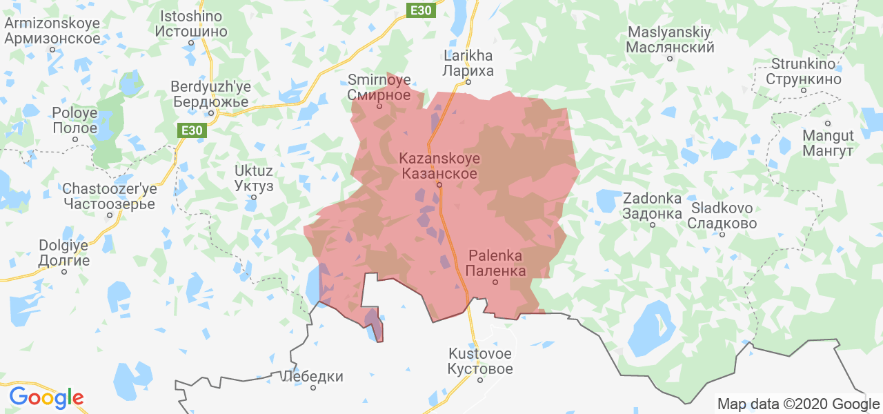Изображение Казанского района Тюменской области на карте
