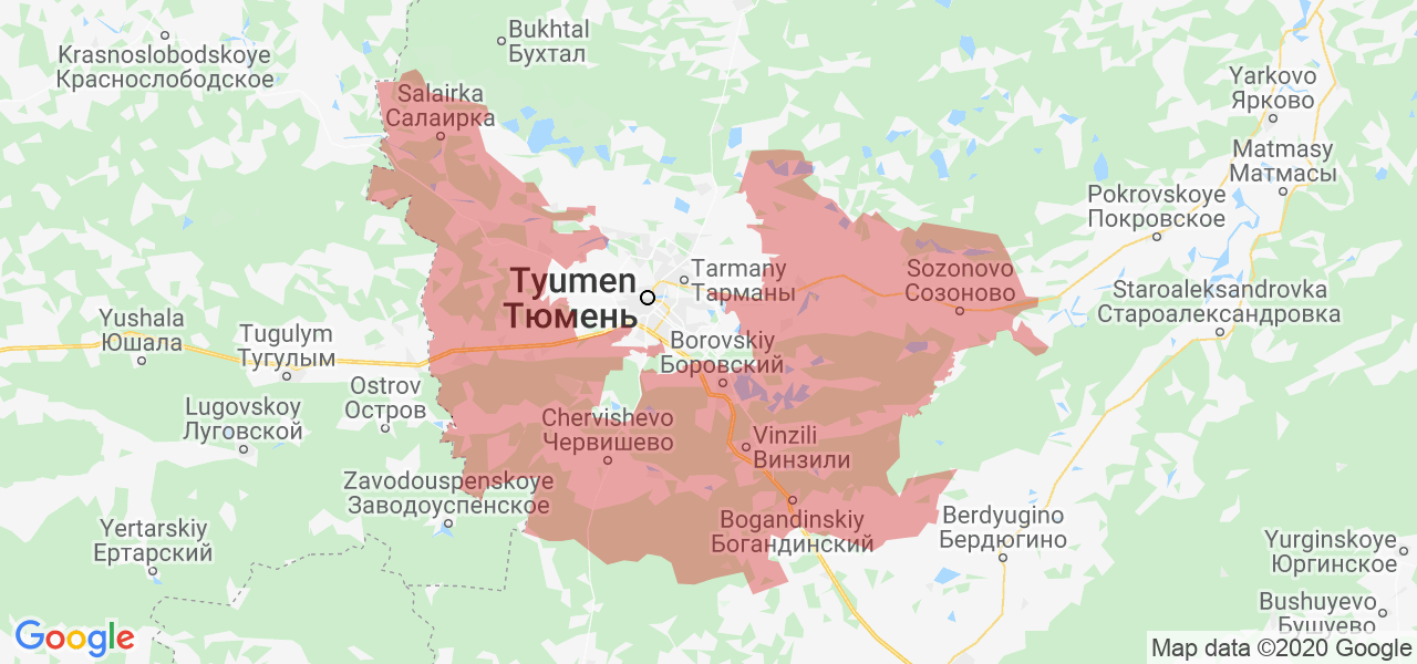 Изображение Тюменского района Тюменской области на карте