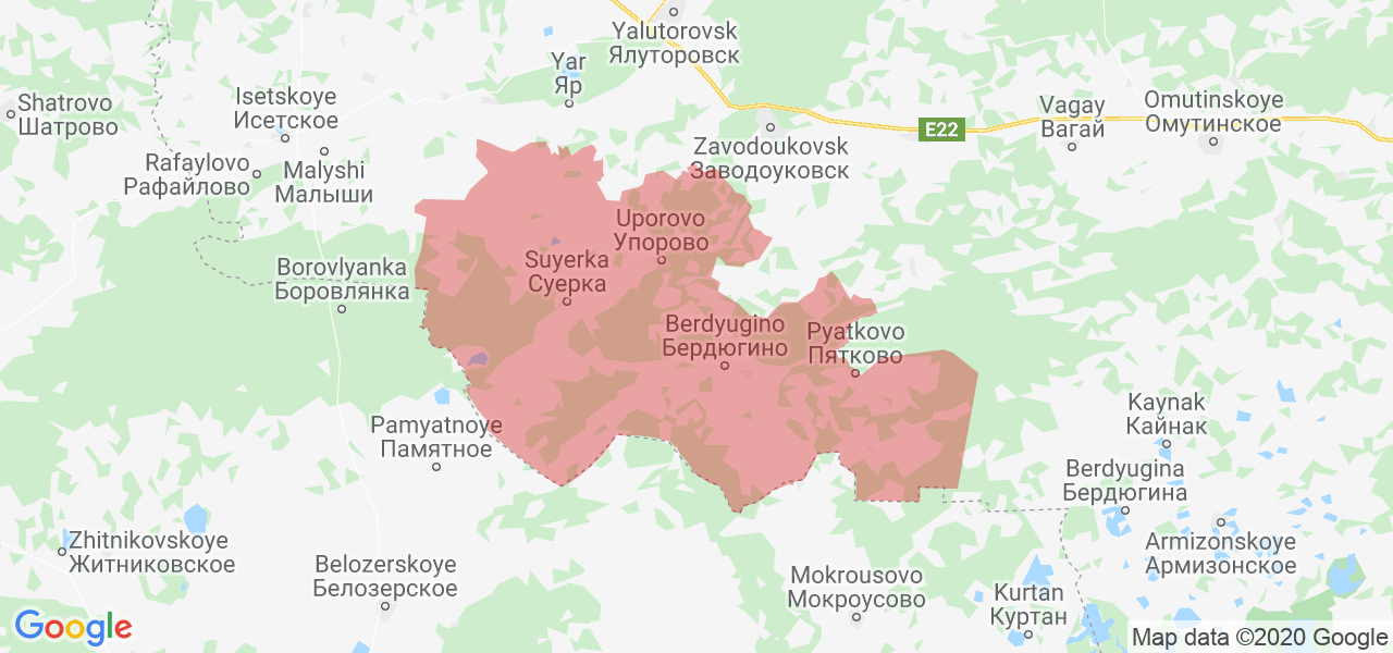 Изображение Упоровского района Тюменской области на карте