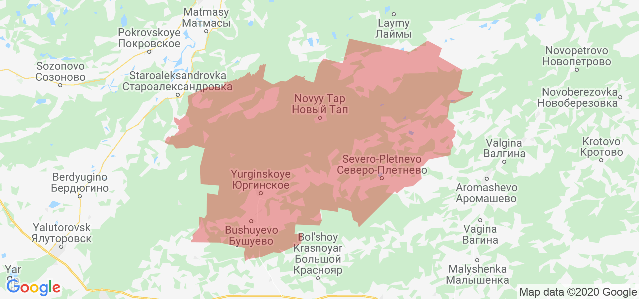 Изображение Юргинского района Тюменской области на карте