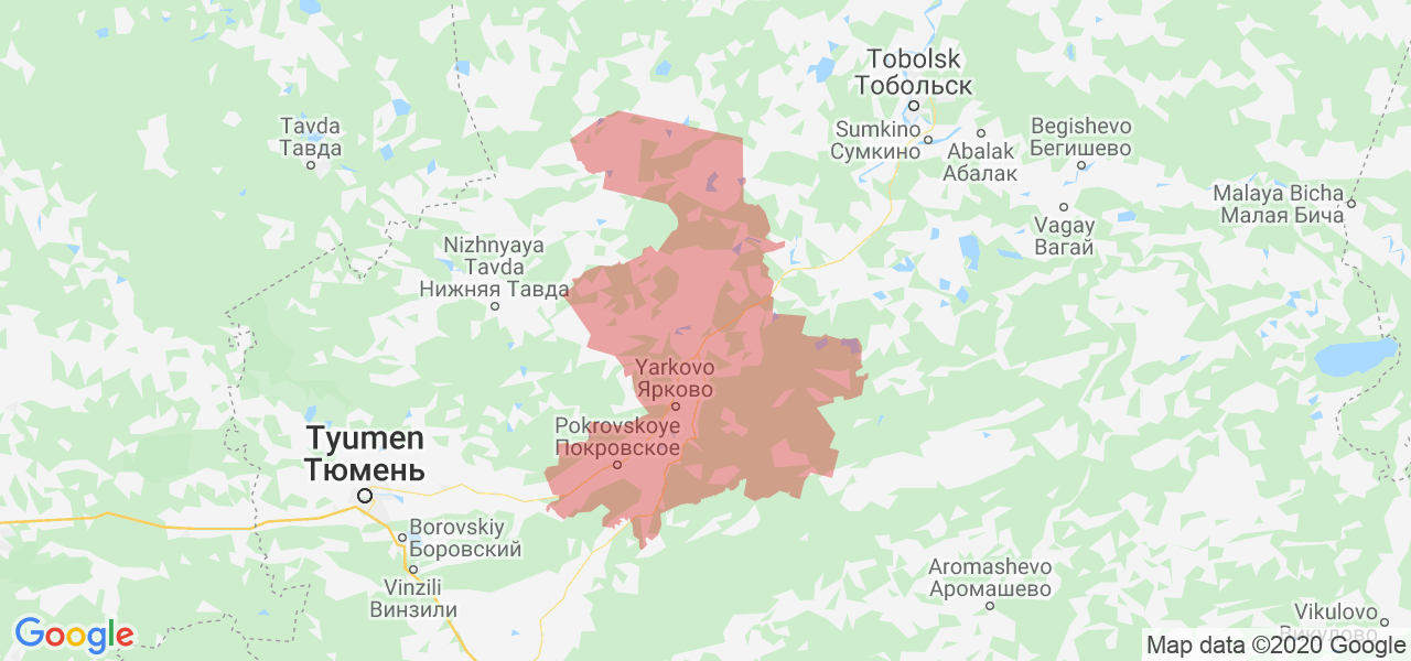 Изображение Ярковского района Тюменской области на карте