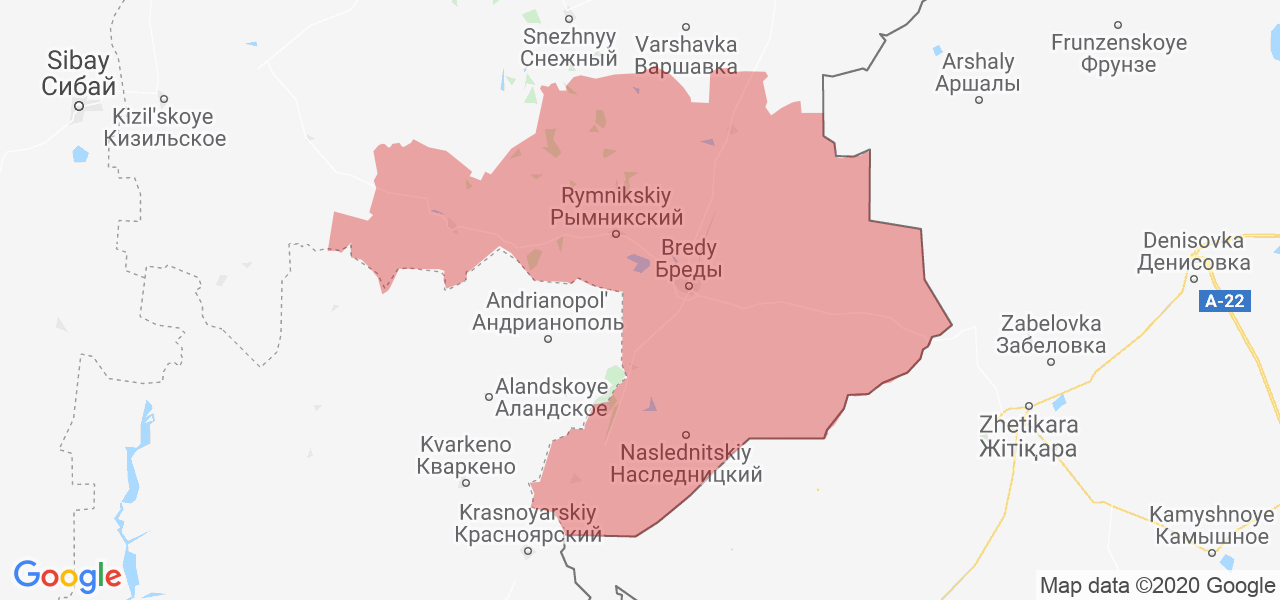 Изображение Брединского района Челябинской области на карте