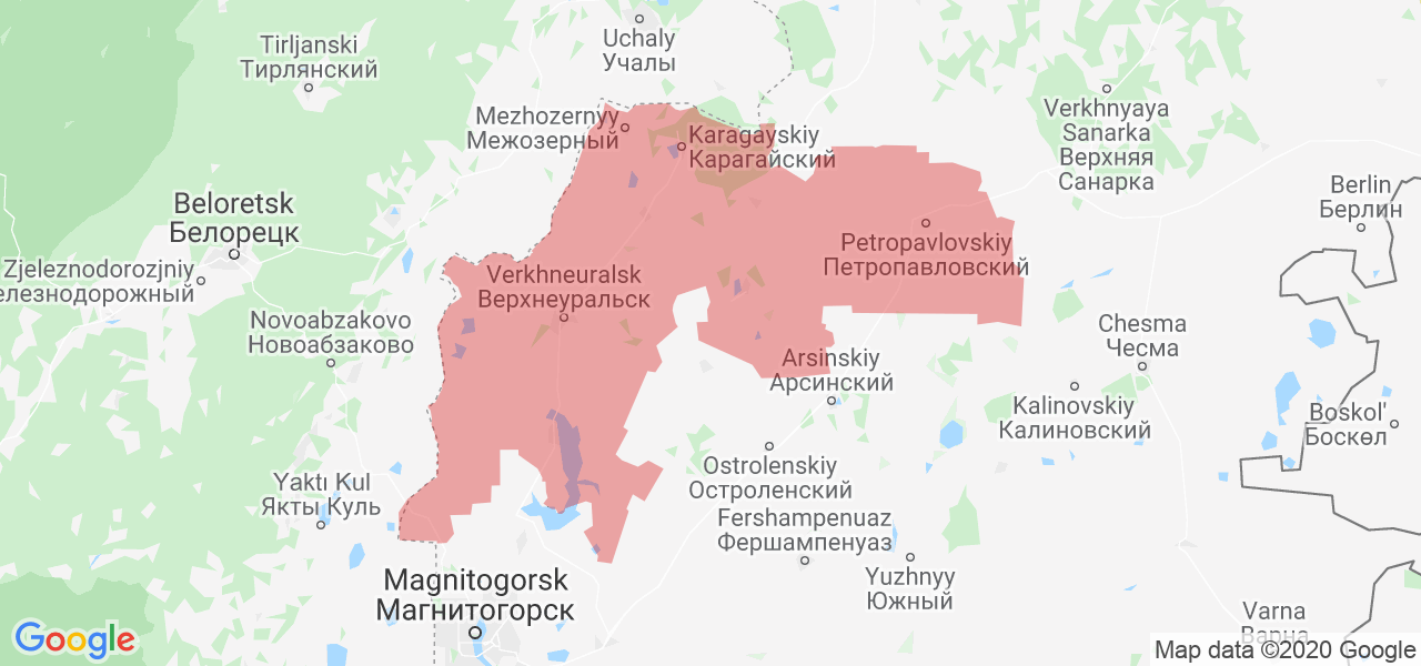 Изображение Верхнеуральского района Челябинской области на карте