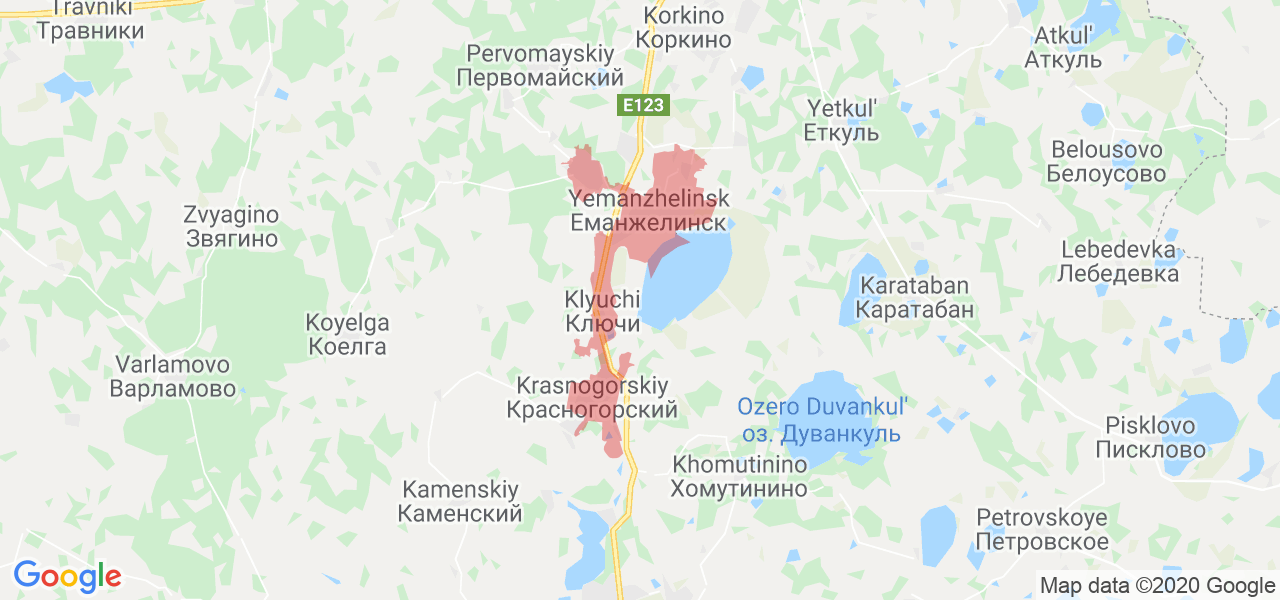 Изображение Еманжелинского района Челябинской области на карте