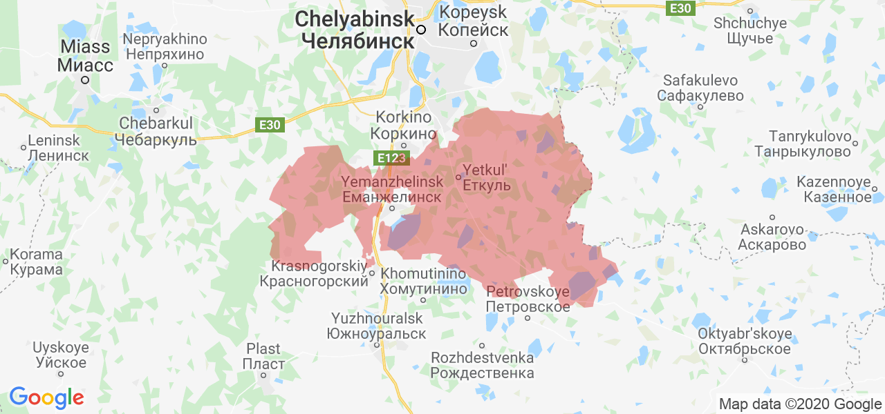 Изображение Еткульского района Челябинской области на карте