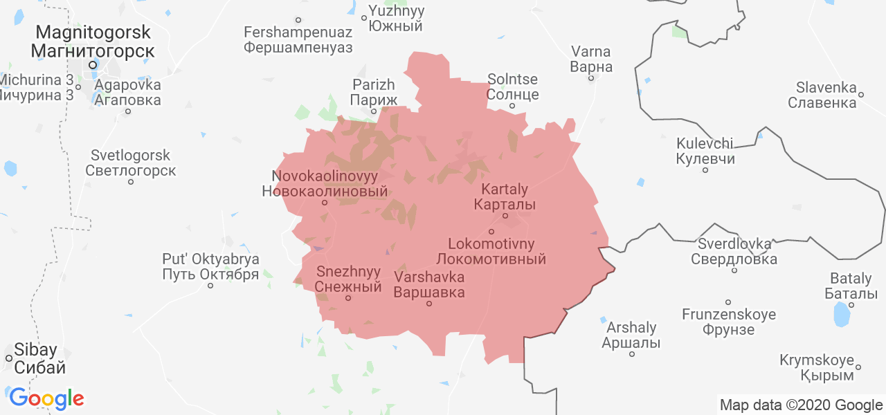 Изображение Карталинского района Челябинской области на карте