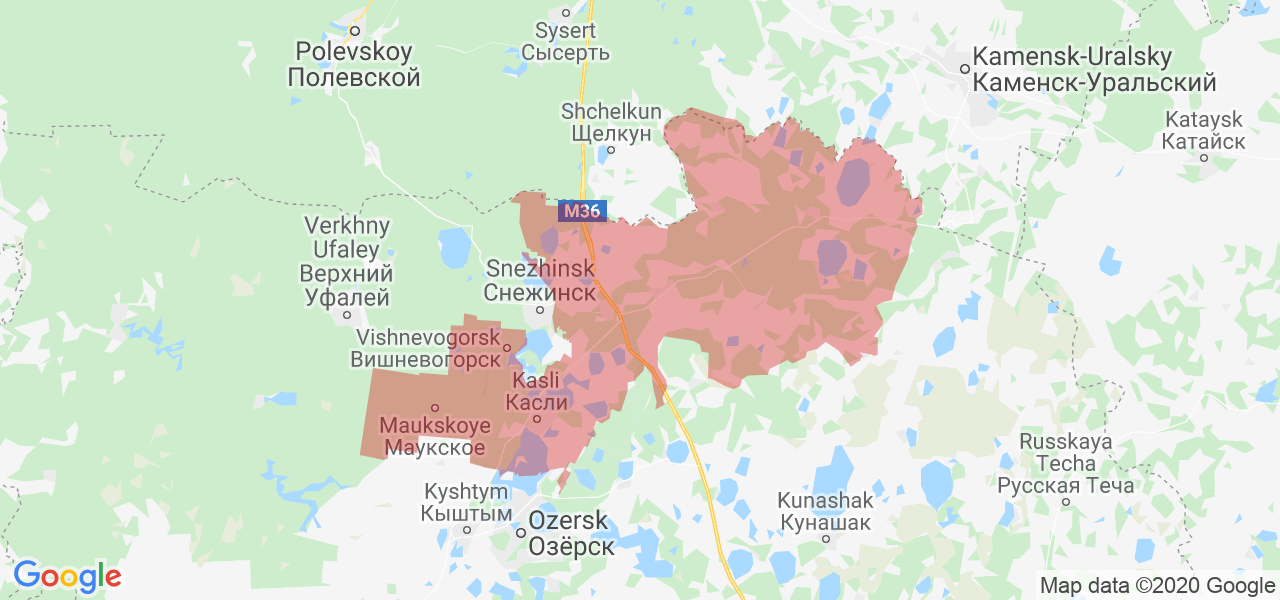 Изображение Каслинского района Челябинской области на карте