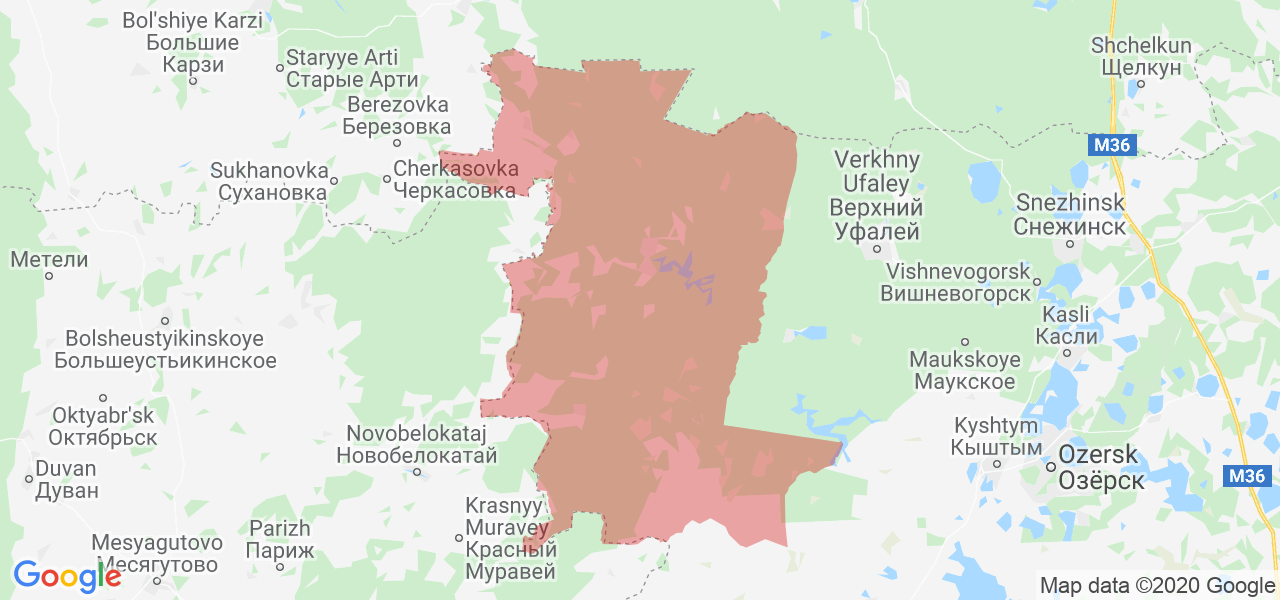 Изображение Нязепетровского района Челябинской области на карте