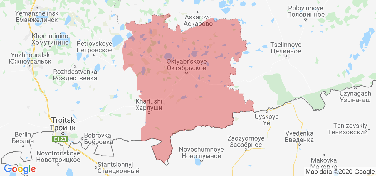 Изображение Октябрьского района Челябинской области на карте