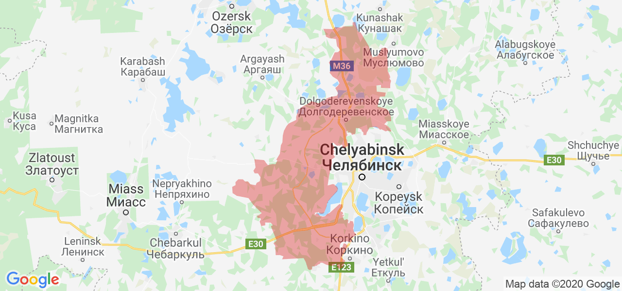 Изображение Сосновского района Челябинской области на карте