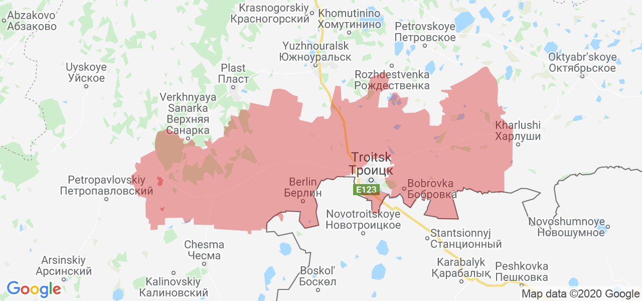 Изображение Троицкого района Челябинской области на карте