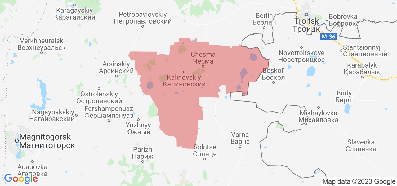 Изображение Чесменского района Челябинской области на карте