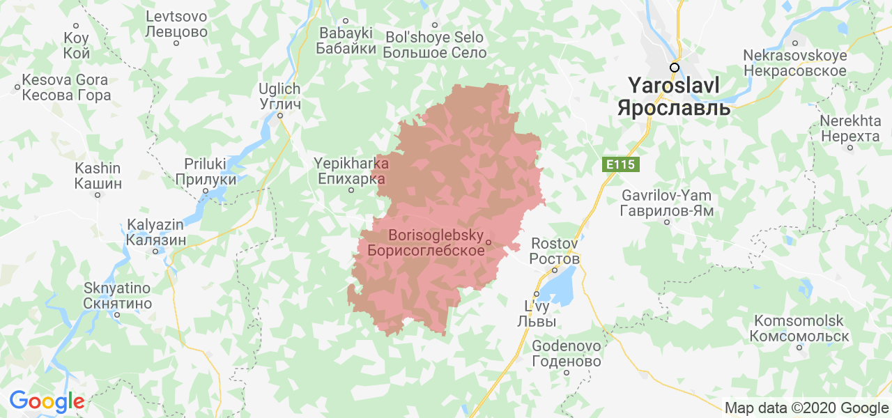 Изображение Борисоглебского района Ярославской области на карте