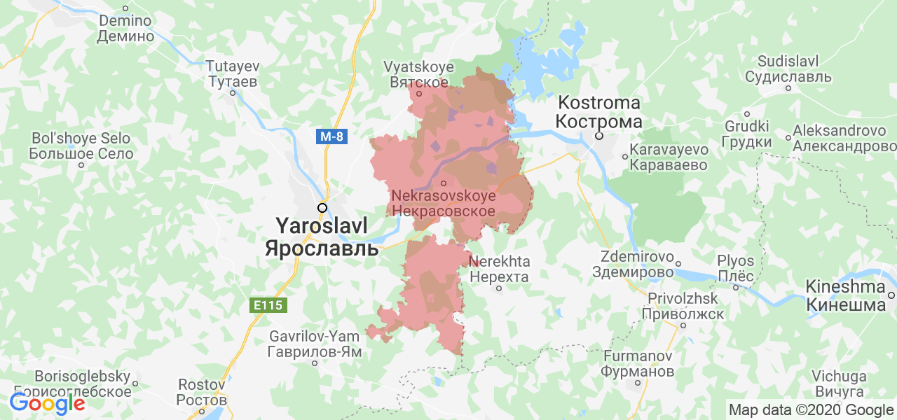 Изображение Некрасовского района Ярославской области на карте