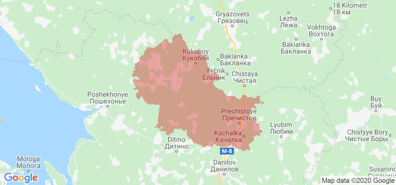 Изображение Первомайского района Ярославской области на карте