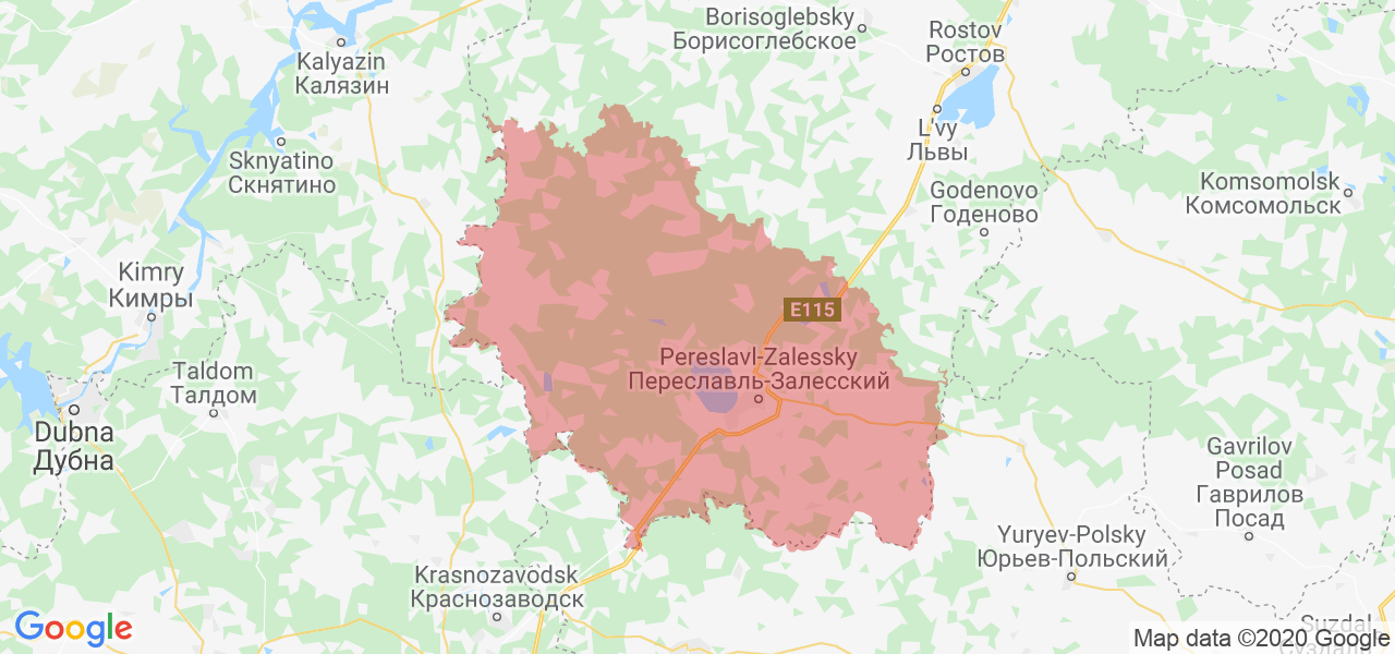 Изображение Переславского района Ярославской области на карте