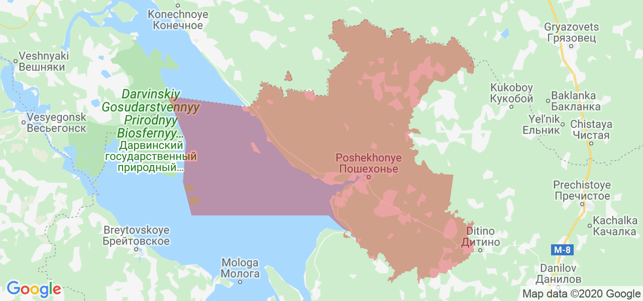 Изображение Пошехонского района Ярославской области на карте