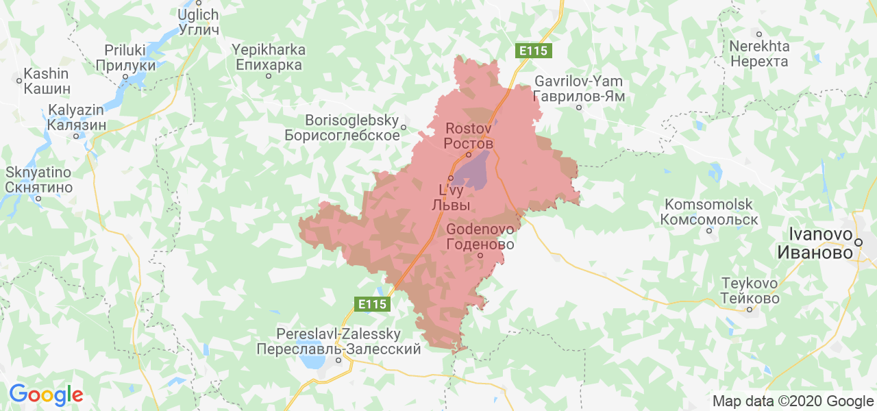 Изображение Ростовского района Ярославской области на карте