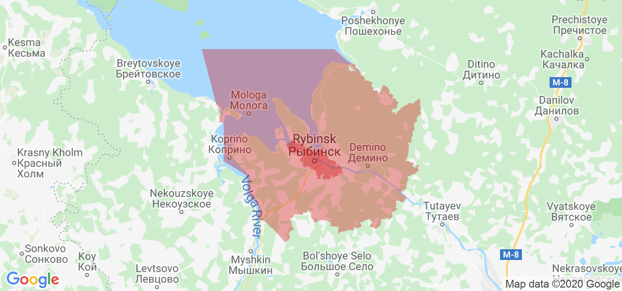 Изображение Рыбинского района Ярославской области на карте