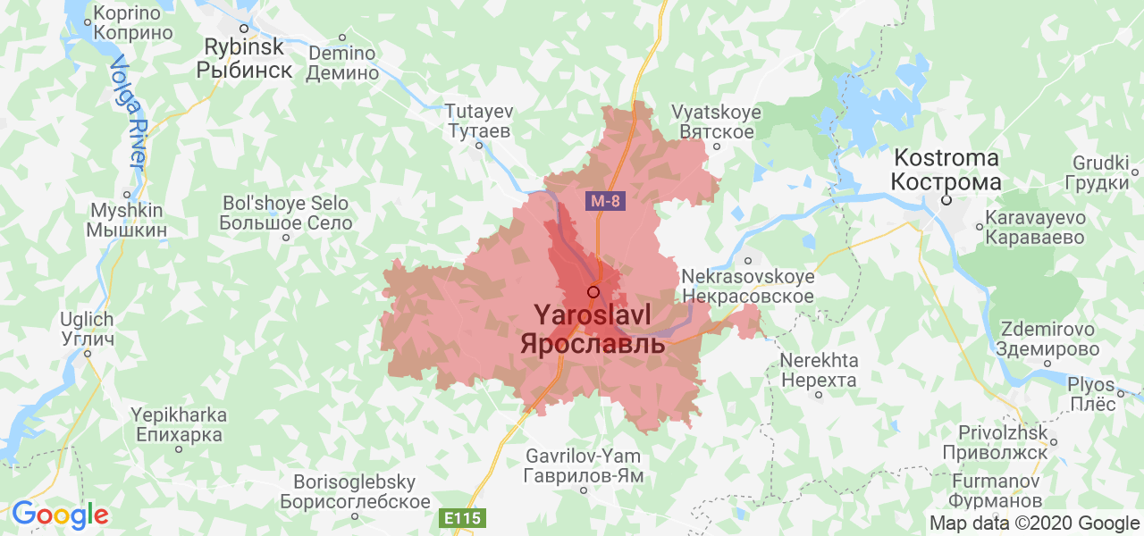 Изображение Ярославского района Ярославской области на карте