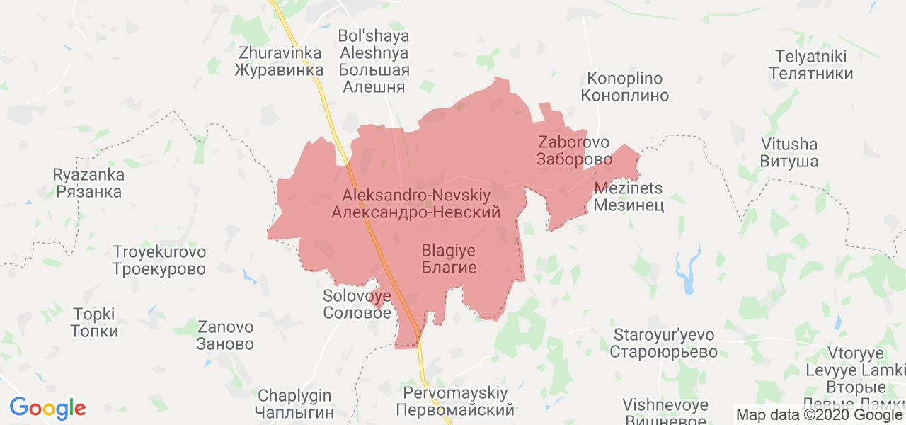 Изображение Александро-Невского района Рязанской области на карте