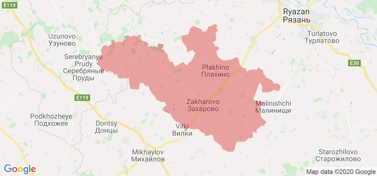 Изображение Захаровского района Рязанской области на карте