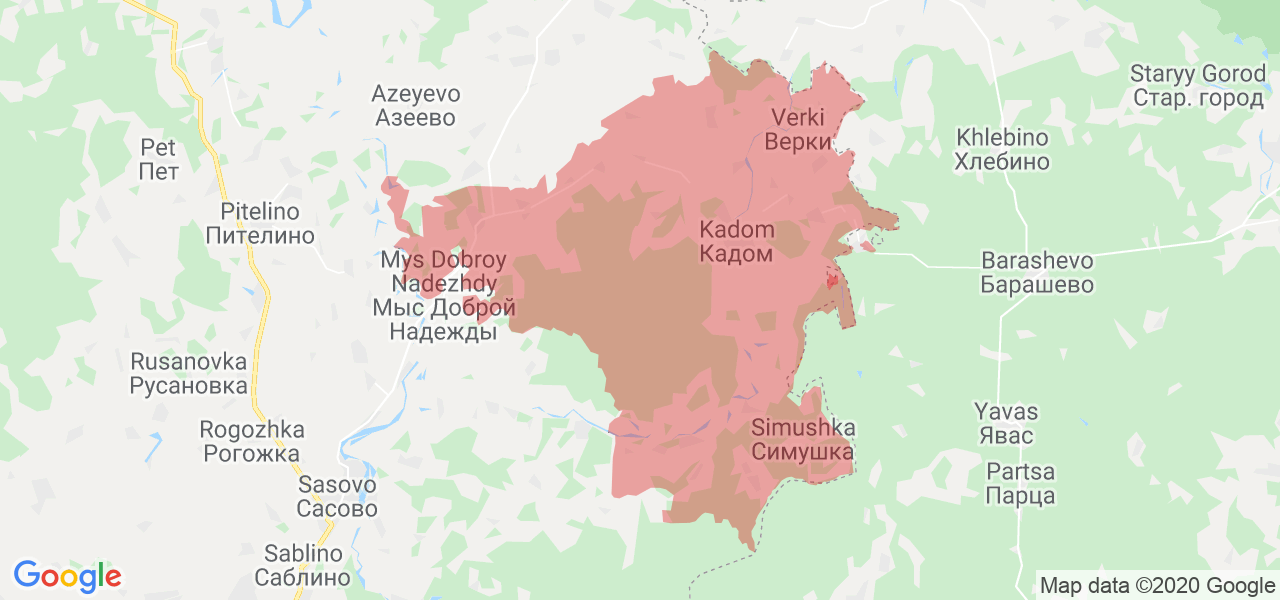 Изображение Кадомского района Рязанской области на карте