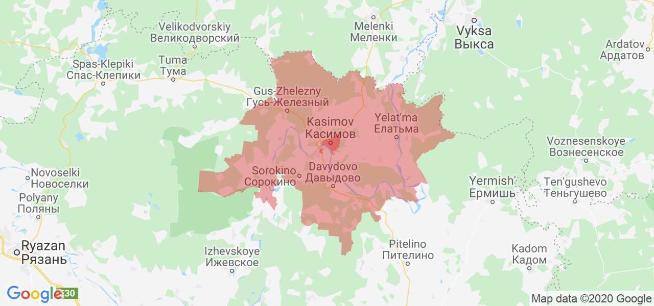 Изображение Касимовского района Рязанской области на карте