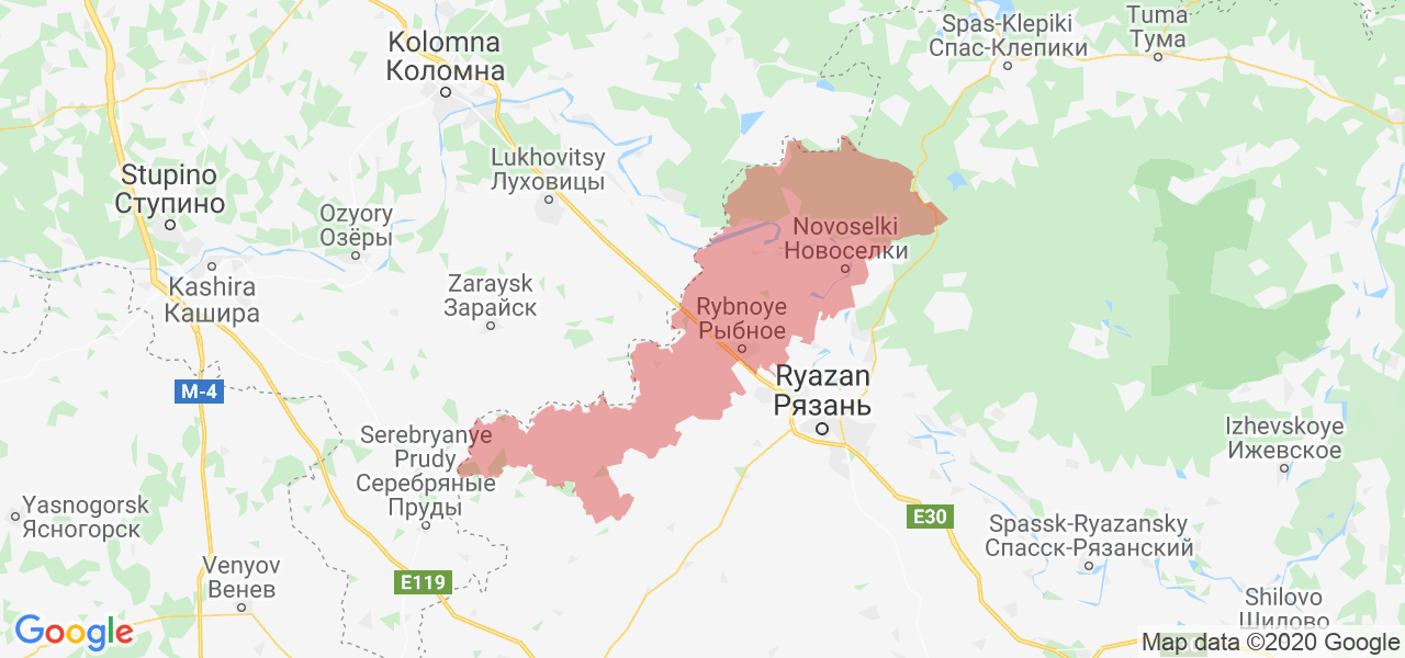 Изображение Рыбновского района Рязанской области на карте