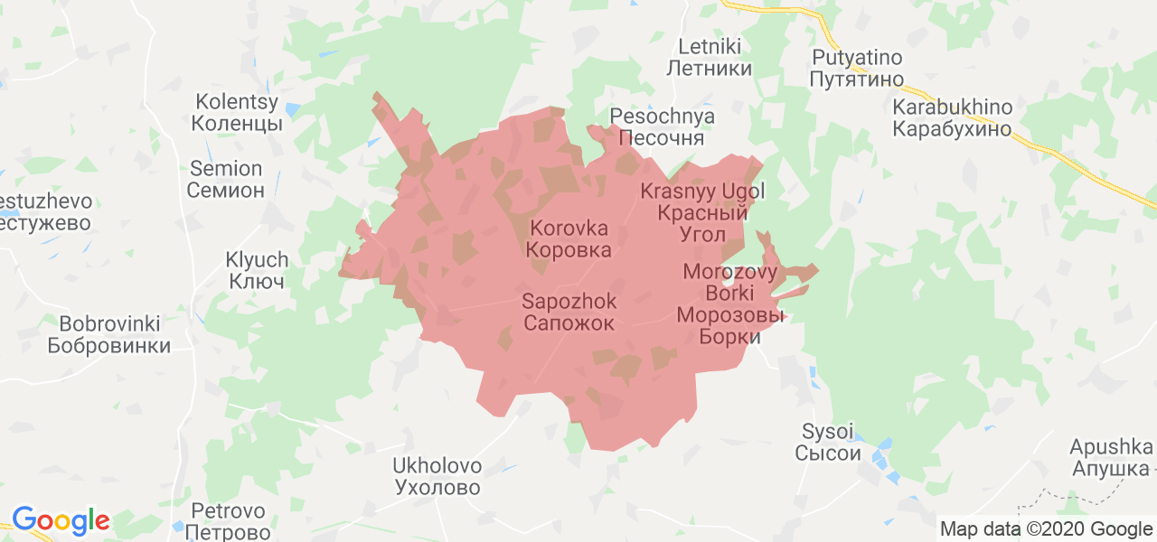 Изображение Сапожковского района Рязанской области на карте
