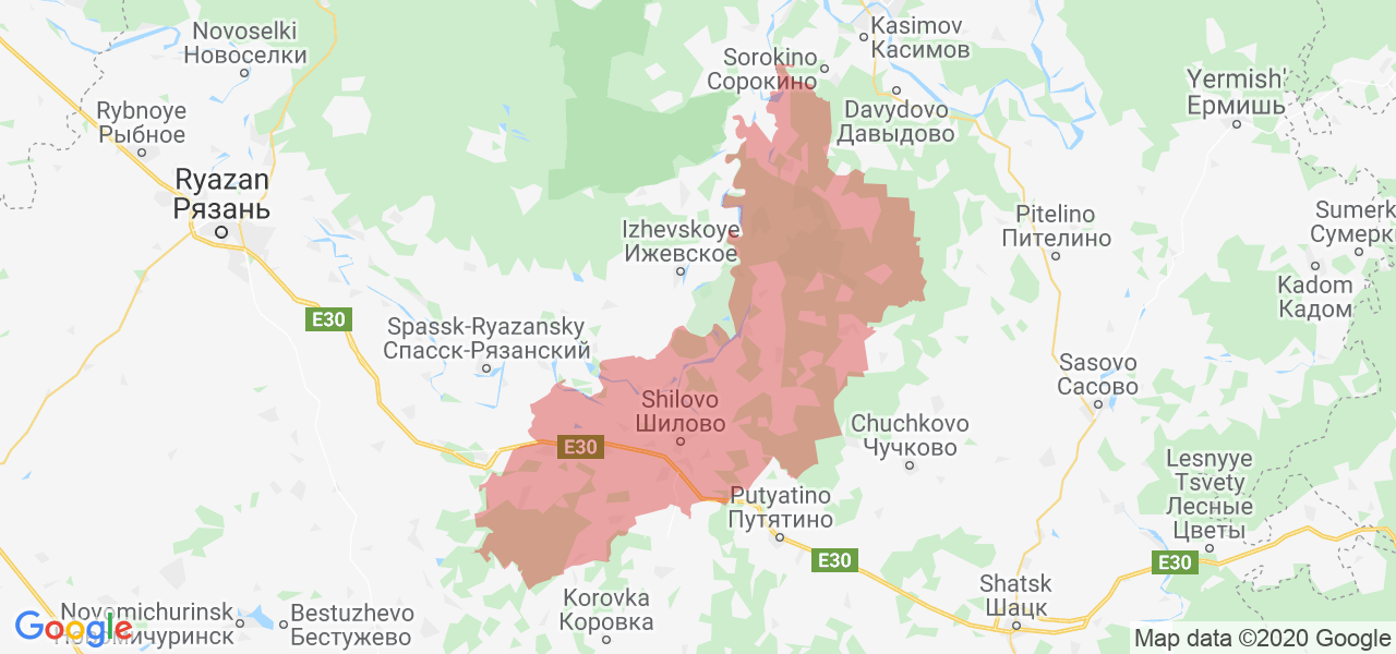 Изображение Шиловского района Рязанской области на карте