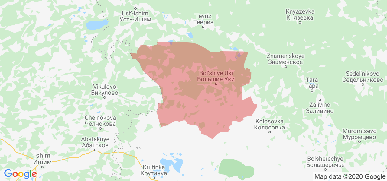 Изображение Большеуковского района Омской области на карте
