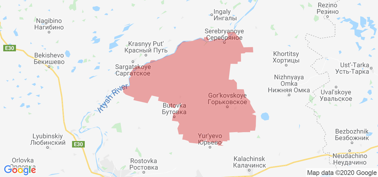 Изображение Горьковского района Омской области на карте