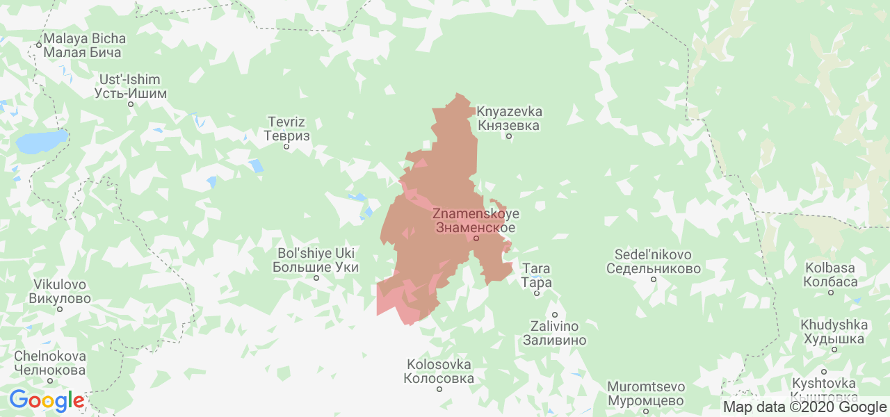 Изображение Знаменского района Омской области на карте