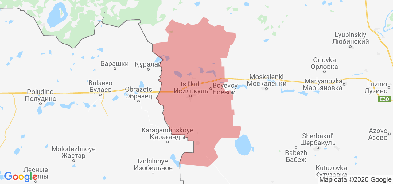 Изображение Исилькульского района Омской области на карте