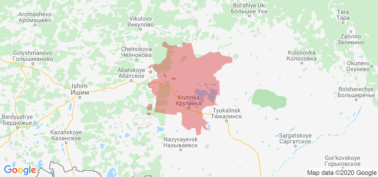 Изображение Крутинского района Омской области на карте