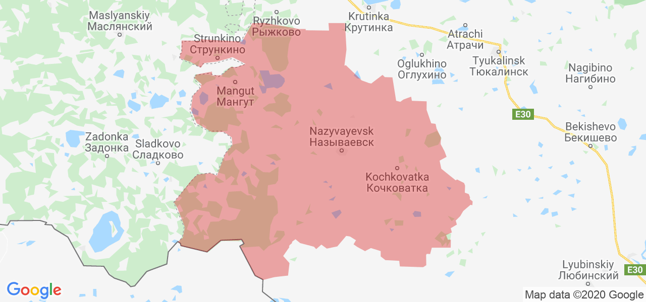 Изображение Называевского района Омской области на карте